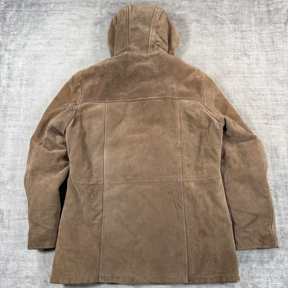 Robert Lewis Jacket Women 42 Brown Vintage 70s Suede Parka Hooded Shearling - Picture 8 of 14